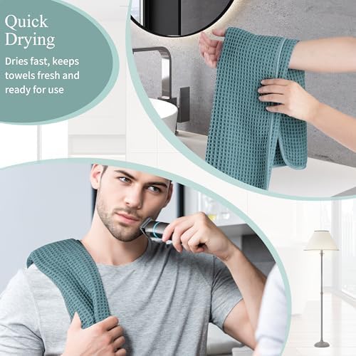 Microfiber Waffle Hand Towels, 4 Pieces, Fast Drying, Lint Free 430 GSM - Image 5