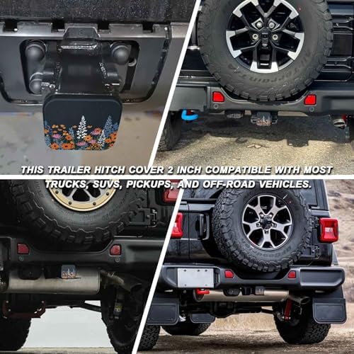 2 Inch Colorful Wild Floral Trailer Hitch Cover Rubber Receiver Tube Plug Cap - Image 5
