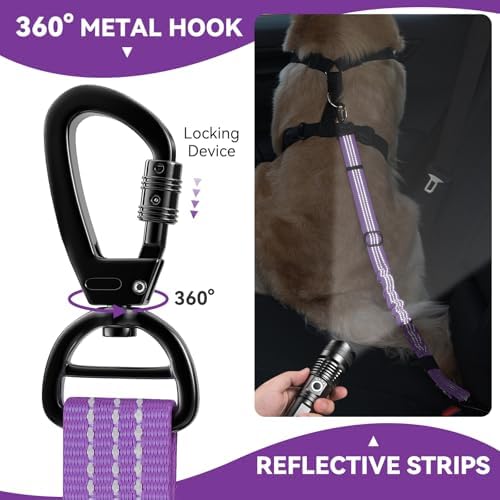 Pawaboo Dog Seatbelt for Car, 3-in-1 Dog Seat Belt Bungee, Shockproof Dogs - Image 2