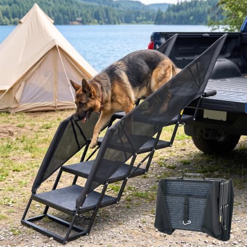 Veehoo Foldable Dog Steps for Car Truck, Large Dogs Stairs by Veehoo