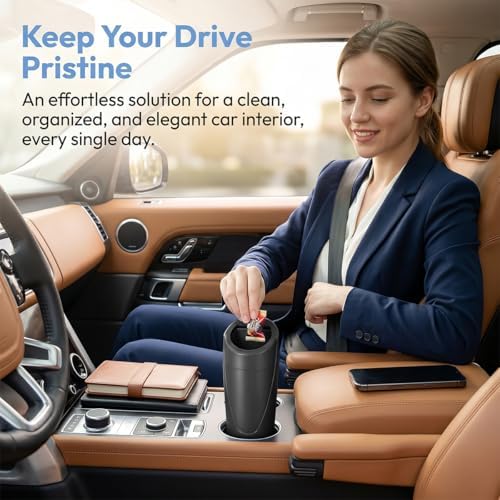 Car Trash Bin with Lid, Leak-Proof Portable Vehicle Cup Holder Garbage Can - Image 4
