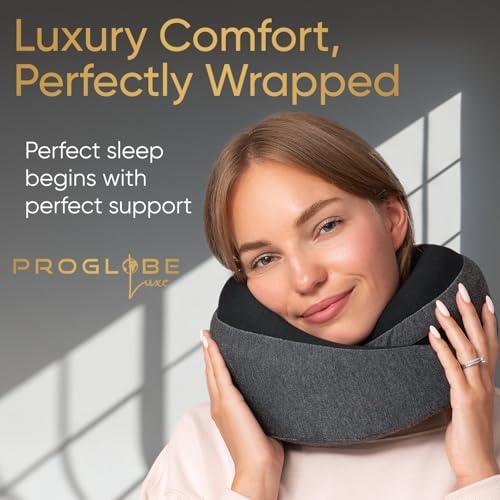 Proglobe Luxe Travel Neck Support Pillow, 100% Memory Foam, Ash Black - Image 2