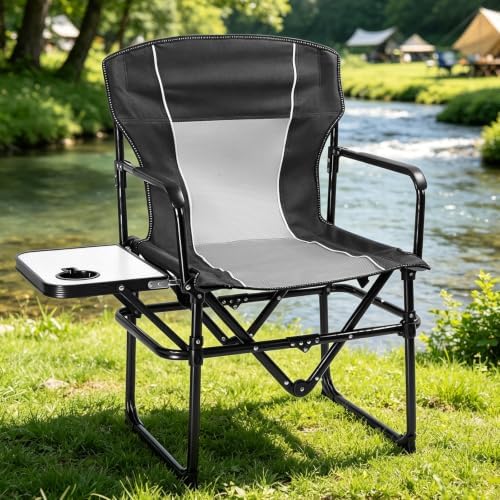 2 Pack Camping Chairs with Side Table & Cup Holder 400 lbs - Image 2