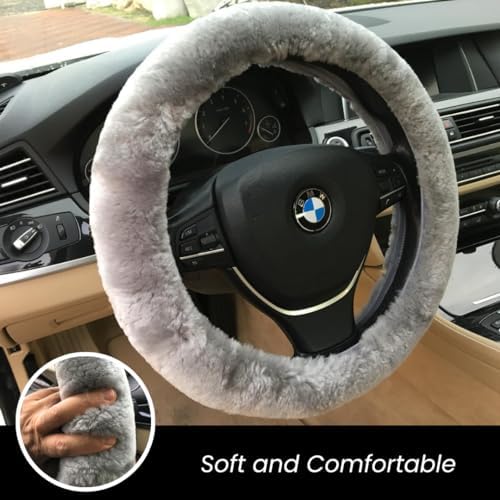 Andalus Brands Luxury Fluffy Car Steering Wheel Covers – Genuine Merino - Image 2
