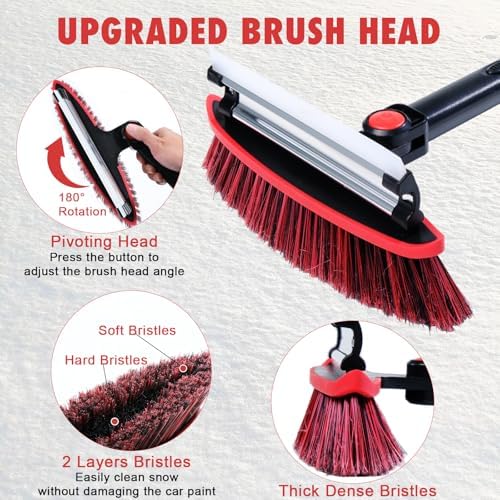 CARCAREZ 39" Extendable Car Snow Brush and Ice Scraper, Windshield Window Ice - Image 4
