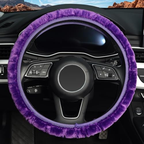 KAFEEK Purple Fuzzy Steering Wheel Cover - Image 2