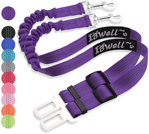 IBWell Dog Seat Belt with Elastic Bungee Leash, Car Seat Belt by IBWell