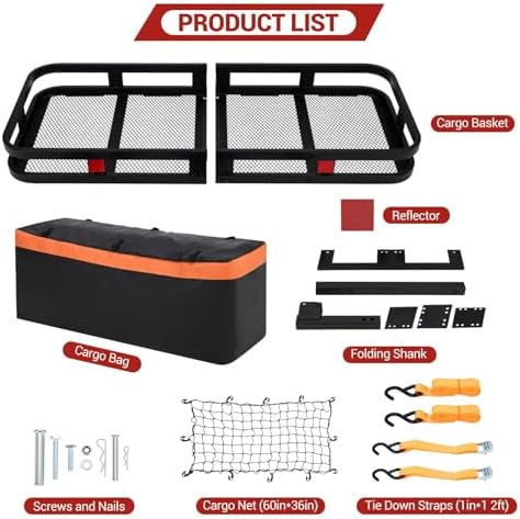 Heavy-Duty Folding Hitch Cargo Carrier, 500 lbs Capacity – Steel Basket - Image 5