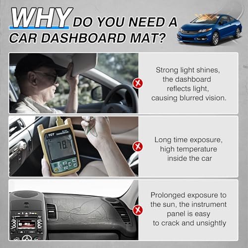 Cartist Black Dash Cover for 2012-2015 Honda Civic Dashboard Cover Mat - Image 2