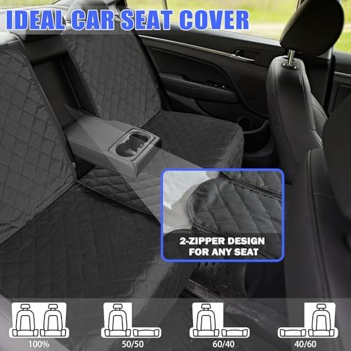 Yonktoo Dog Car Seat Cover for Back Seat, 60/40 Split Bench - Image 2