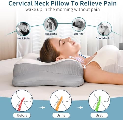 Cervical Neck Pillow for Pain Relief, Contour Memory Foam Pillows for Sleeping - Image 2