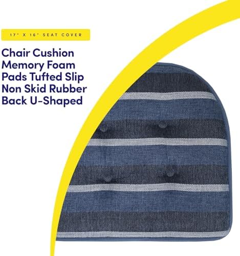 Sweet Home Collection Chair Cushion Memory Foam Pads Tufted Slip Non Skid - Image 3