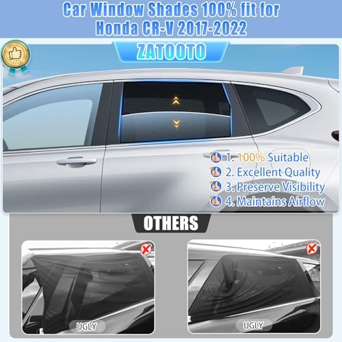 ZATOOTO Car Window Shades Honda CRV 2017-2022, Rear Side 2-Pack Mesh Set - Image 2