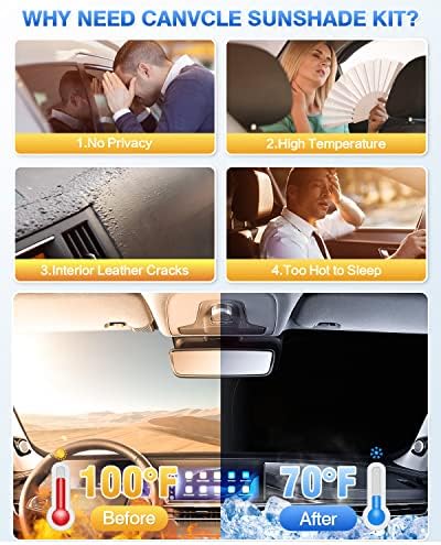 Canvcle Windshield Sun Shade for 2021-2025 2026 Ford Bronco 4 Door Side Rear - Image 3