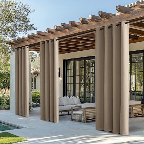 NICETOWN Outdoor Curtains for Patio Waterproof, Thermal Insulated Linen by NICETOWN