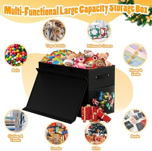 Large Toy Storage Box with Lid, Collapsible Kids Toy Chest - Image 3