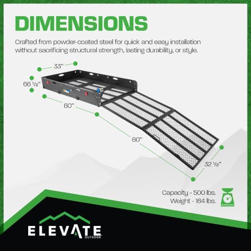 Folding Hitch Cargo Carrier, 500 lb Cap, Elevate Outdoor - Image 4