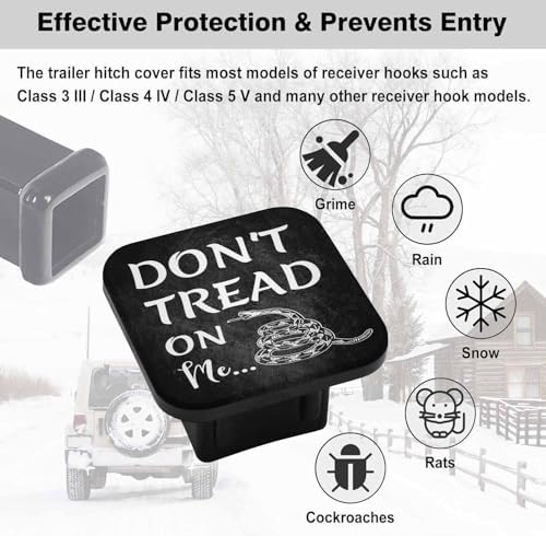 Swono Trailer Hitch Receiver Cover Don't Tread on Me 2in Tow Truck Cap - Image 3
