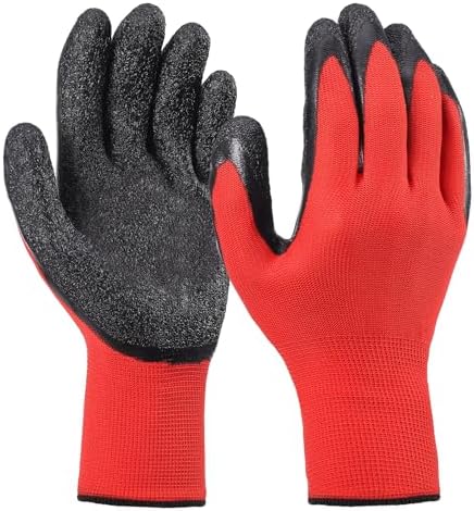 Work Gloves with Crinkle Latex Grip 12 Pairs, Medium/Large/X-Large by DAXYGYR