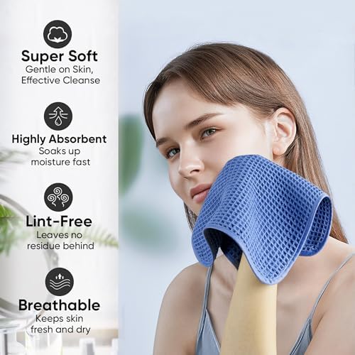 Microfiber Waffle Face Towels, 2 Pieces, Fast Drying, Lint Free 430 GSM - Image 4
