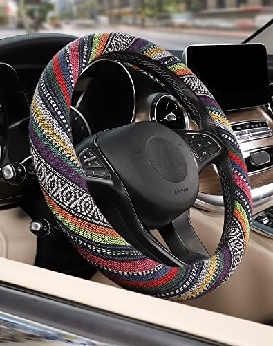 SEG Direct Boho Steering Wheel Cover, Baja Blanket Cloth, Coarse Flax - Image 5