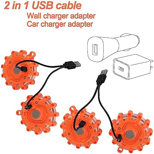 AK LED Road Flares Rechargeable Safety Flashing Warning Light Roadside - Image 5