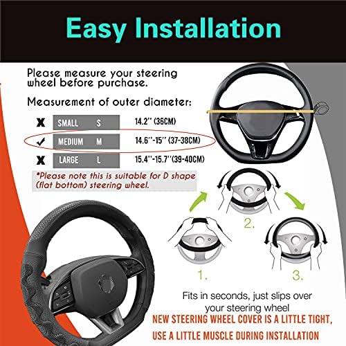 PINCTROT D Shaped Steering Wheel Cover Great Grip 14.5-15 Inch - Image 6