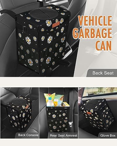 Pritent Car Trash Can with Lid Leakproof Car Garbage Bag Vehicle Trash Bin - Image 6