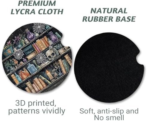 Yonlevres Car Coasters for Cup Holders, Gothic Bookshelf, 2 Pack 2.75" - Image 5