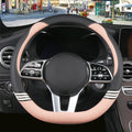 15 inch Cute Leather D Shape Steering Wheel Cover Black Pink by Binsheo
