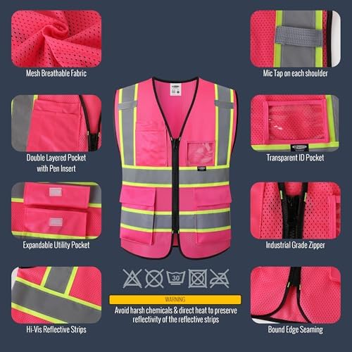 JKSafety Safety Vest for men women Hi Vis Vest - Image 2
