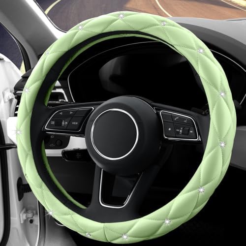 YOGURTCK Cute Diamond Soft Leather Anti-Slip Steering Wheel Cover - Image 3