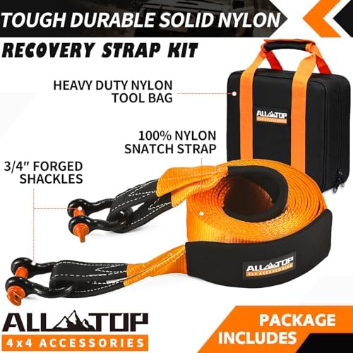 ALL-TOP Heavy Duty Tow Strap Recovery Strap Kit : 3 inch x 30 ft 100% Nylon and - Image 3