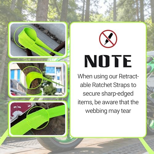 Retractable Ratchet Straps 1" x 13 Ft, 800 Lbs, 4 Pack - Image 3