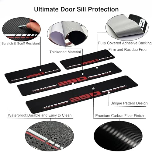 Car Door Sill Protectors for Ford F-250 F250 Super Duty（RED, Fit for F250） - Image 4