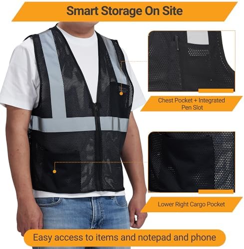 AYKRM 2 Pocket Mesh High Visibility Reflective Safety Vest - Image 4
