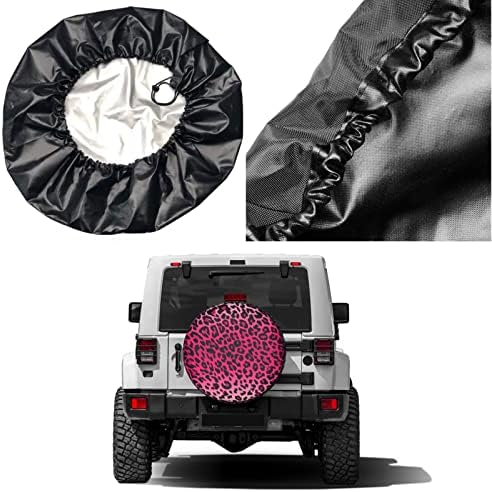 Pink Leopard Print Spare Tire Cover Dust-Proof Wheel Tire Cover Fit Trailer - Image 5