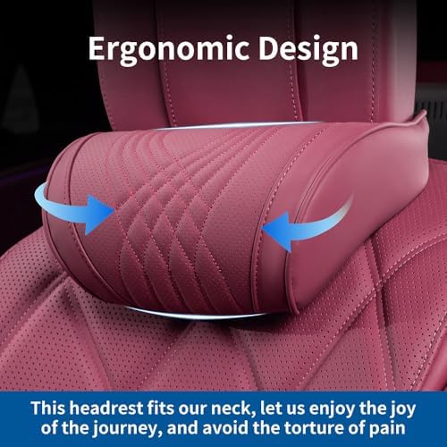Seat Headrest Car Neck Pillow for Driving Memory Foam Red 2 Packs - Image 3