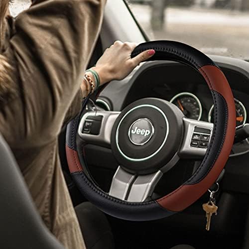 Leather Car Steering Wheel Cover, Universal Fit - Image 2
