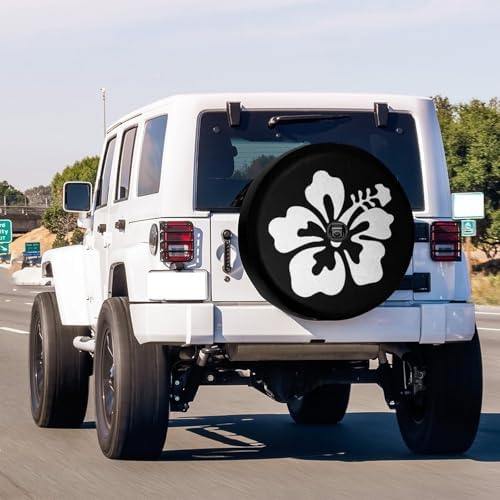 White Hibiscus Flower Spare Tire Cover - Image 2