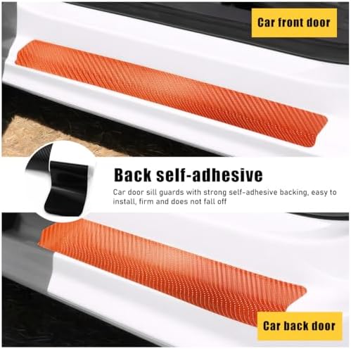 Ohleats 4 PCS Car Door Sill Protectors, Anti Scratch Carbon Fiber Auto - Image 3