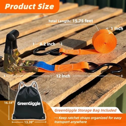 8 Pack Ratchet Strap 1 inch 15 Ft - - Image 2