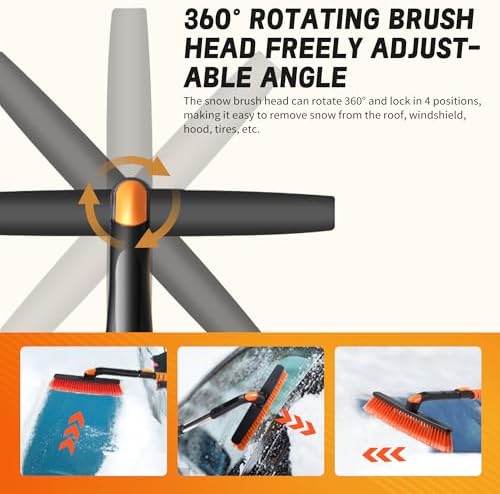 45" Extendable Snow Brush for Car Windshield, Military-Grade Sturdy Large Ice - Image 2