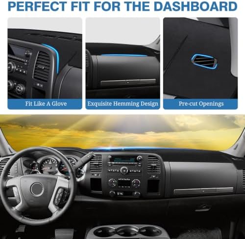 FIILINES Black Dash Cover for 2007-2013 Chevy Silverado/Avalanche/GMC Sierra - Image 4