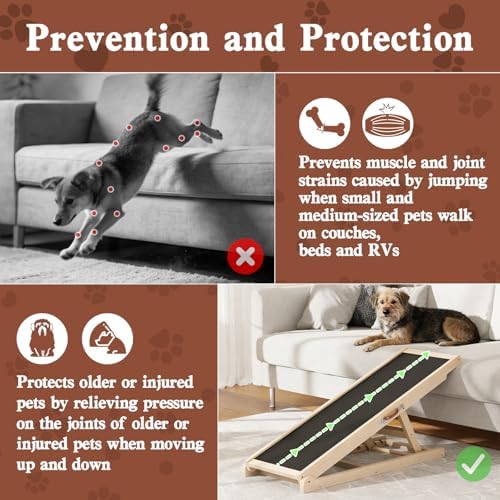 Dog Ramp for Bed Couch Car, 39.4" Long Wooden Steps for Small Pets - Image 5