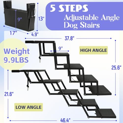 Dog Steps for Car and Truck, 25.6" H Foldable Dog Stairs for Large Dogs - Image 2