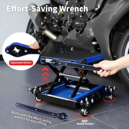 1100 lb Motorcycle Scissor Jack, 4.65"-15.55", Wrench & 3 Brushes - Image 4