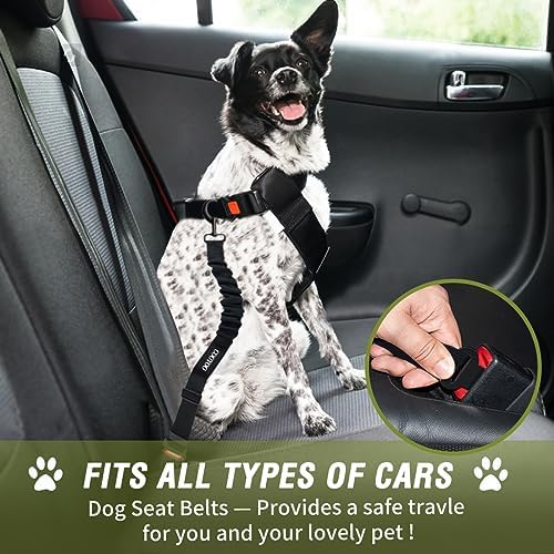 COOYOO Dog Seat Belt, 3 Piece Set Retractable Dog Car Adjustable Seatbelts - Image 2