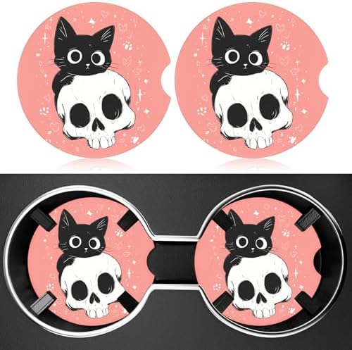 2 Pack Car Cup Holder Coaster, 2.63 inch Anti Slip Insert Absorbent Ceramic Car by Heainaiyoo