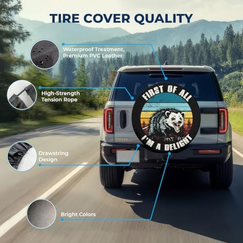 GENANY Opossum Retro Quote Thick PVC Leather Spare Tire Cover Size 16 - Image 4